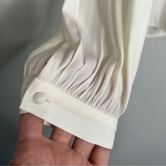 Aritzia Wilfred Womens Size XS Estienne Blouse Ivory Long Sleeve Top Shirt Smock - Picture 4 of 12